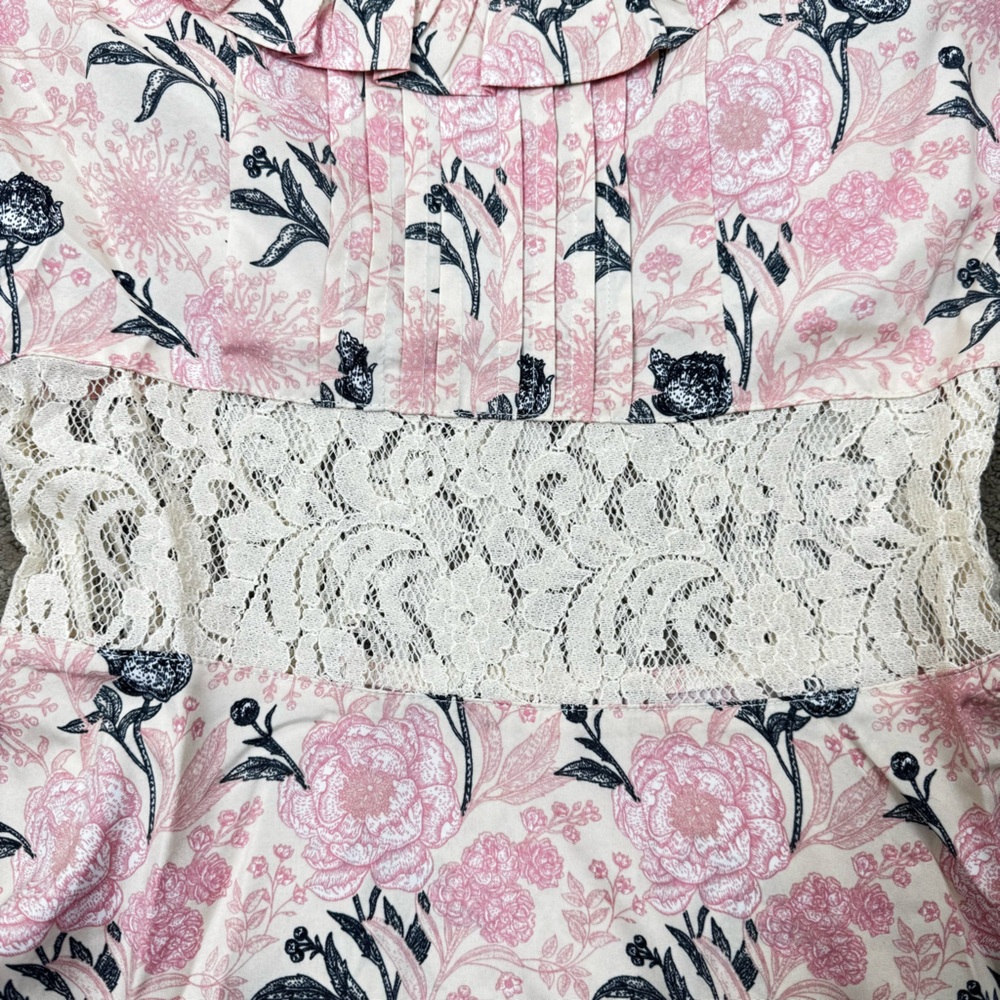 NWT Alamia Floral Lace Cream & Pink Mini Dress Boutique Romantic Coquette Girly - Picture 5 of 16
